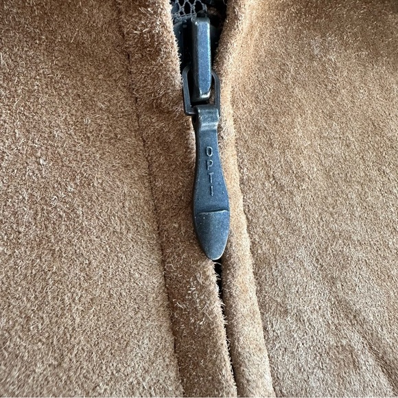 Olsen Europe Tan Suede Leather Jacket Minimalist size 6 - Picture 6 of 8